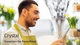  Presentation with technology - PPT layouts enhanced with tablet pc computer at flower background and a coral colored foreground