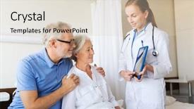  Presentation with health-care - Presentation design with tablet pc computer at hospital background and a lemonade colored foreground