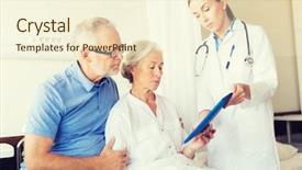  Presentation with health-care - Slide deck enhanced with tablet pc computer at hospital background and a  colored foreground