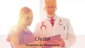  Presentation with health technology - Theme enhanced with tablet pc computer at hospital background and a coral colored foreground