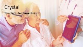  Presentation with health care - Beautiful PPT layouts featuring tablet pc computer at hospital backdrop and a  colored foreground