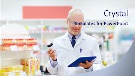  Presentation with healthcare technology - Cool new slide deck with tablet pc computer at pharmacy backdrop and a  colored foreground