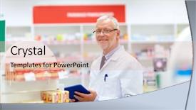  Presentation with healthcare technology - PPT layouts featuring tablet pc computer at pharmacy background and a lemonade colored foreground