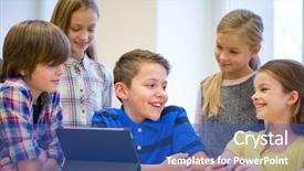  Presentation with elementary school technology - Amazing PPT layouts having tablet pc computer having fun backdrop and a  colored foreground