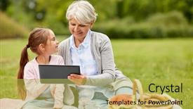  Presentation with transport and future technology concept - Slide deck featuring tablet pc computer having picnic background and a  colored foreground