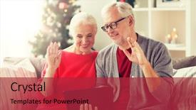  Presentation with wireless communication concept - Presentation having tablet pc computer having video background and a red colored foreground