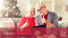  Presentation with wireless communication concept - Theme enhanced with tablet pc computer having video background and a red colored foreground