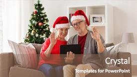  Presentation with christmas holidays - PPT theme with tablet pc computer having video background and a  colored foreground