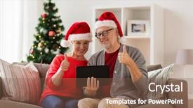  Presentation with christmas holidays - Presentation enhanced with tablet pc computer having video background and a tawny brown colored foreground