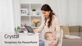  Presentation with technology learning - Presentation design enhanced with tablet pc computer learning background and a soft green colored foreground