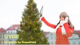  Presentation with old people - Presentation theme with tablet pc computer over christmas background and a tawny brown colored foreground