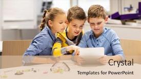  Presentation with education children technology science - Beautiful presentation theme featuring tablet pc computer programming backdrop and a lemonade colored foreground