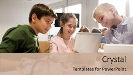  Presentation with education children technology science - Beautiful theme featuring tablet pc computer programming backdrop and a coral colored foreground