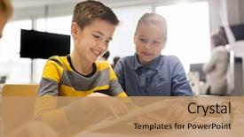  Presentation with education children technology science - PPT layouts featuring tablet pc computer programming background and a coral colored foreground