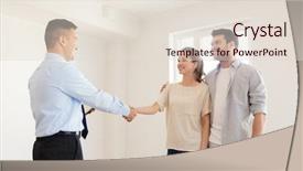  Presentation with new deal - PPT layouts with tablet pc computer shaking hand background and a  colored foreground