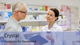  Presentation with health drug - Slide deck enhanced with tablet pc computer showing drug background and a teal colored foreground