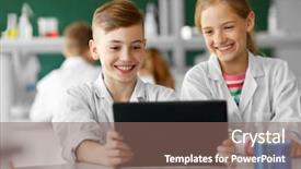  Presentation with chemistry tablet - PPT theme featuring tablet pc computer studying chemistry background and a violet colored foreground