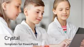  Presentation with chemistry tablet - Beautiful PPT layouts featuring tablet pc computer studying chemistry backdrop and a soft green colored foreground