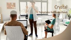  Presentation with augmented reality business - Colorful PPT theme enhanced with tablet pc computer testing backdrop and a lemonade colored foreground