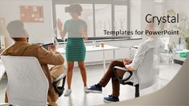  Presentation with virtual team - Cool new presentation design with tablet pc computer testing backdrop and a light gray colored foreground