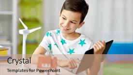  Presentation with toy model - PPT theme with ecology technology and energy saving background and a coral colored foreground