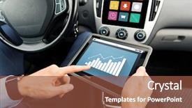  Presentation with transport and future technology concept - Theme having tablet pc computer with graph background and a tawny brown colored foreground