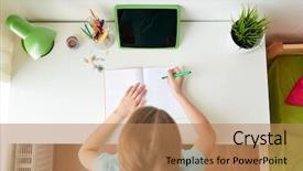  Presentation with children education - Amazing PPT layouts having tablet pc computer writing backdrop and a coral colored foreground