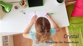  Presentation with children education - Beautiful theme featuring tablet pc computer writing backdrop and a coral colored foreground