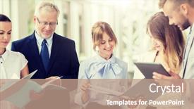  Presentation with technology social work - Slide set having tablet pc computers and folders background and a coral colored foreground