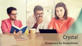  Presentation with international education - Cool new slide set with tablet pc computers books backdrop and a coral colored foreground