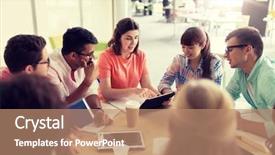  Presentation with high technology - Amazing presentation theme having tablet pc computers books backdrop and a coral colored foreground