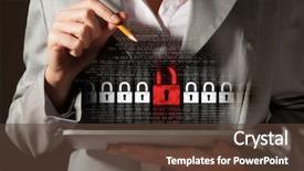  Presentation with cyber security - PPT layouts with tablet pc entering password security background and a tawny brown colored foreground
