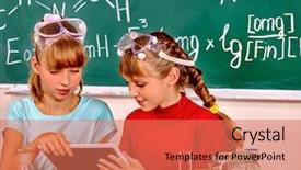  Presentation with chemistry tablet - Slides consisting of tablet pc in chemistry class background and a coral colored foreground