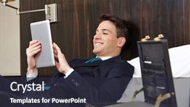  Presentation with hotel business - Theme featuring tablet pc in his hotel background and a wine colored foreground