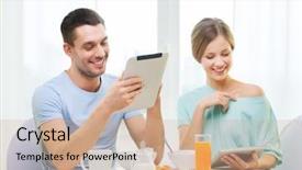  Presentation with food technology - Beautiful PPT theme featuring tablet pc reading new backdrop and a  colored foreground