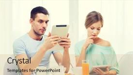  Presentation with food technology - Slides enhanced with tablet pc reading new background and a coral colored foreground