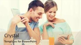  Presentation with food technology - PPT layouts featuring tablet pc reading new background and a  colored foreground