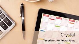  Presentation with cup coffee - Presentation design enhanced with postit - workplace with tablet pc showing background and a lemonade colored foreground