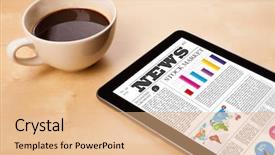  Presentation with sports table tennis two ping - Slide set with tablet pc showing latest news background and a  colored foreground