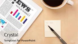  Presentation with news - Beautiful presentation theme featuring tablet pc showing latest backdrop and a lemonade colored foreground