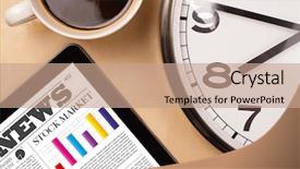  Presentation with cup coffee - Colorful PPT layouts enhanced with tablet pc showing latest backdrop and a  colored foreground