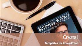  Presentation with workplace violence close up - Presentation theme featuring tablet pc showing magazine cover background and a coral colored foreground