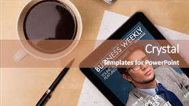  Presentation with sports table tennis two ping - Colorful theme enhanced with tablet pc showing magazine backdrop and a coral colored foreground