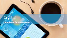  Presentation with cup coffee - Slides featuring rows of aloe vera plants background and a white colored foreground