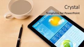  Presentation with forecast - Colorful PPT theme enhanced with tablet pc showing weather forecast backdrop and a lemonade colored foreground