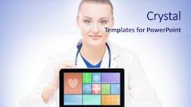  Presentation with medical technology - Theme enhanced with tablet pc tile design background and a  colored foreground