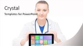  Presentation with medical technology - Audience pleasing PPT layouts consisting of tablet pc tile design backdrop and a white colored foreground