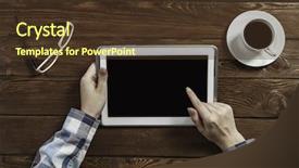  Presentation with blank - Theme enhanced with tablet pc with blank screen background and a tawny brown colored foreground