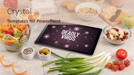  Presentation with healthy - Presentation theme having tablet-pc-with-fruits-healthy background and a lemonade colored foreground