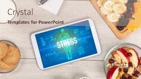  Presentation with medical concept - PPT theme enhanced with tablet-pc-with-fruits-medical background and a lemonade colored foreground